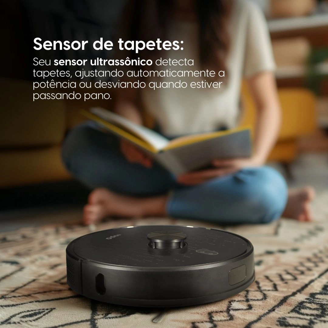 Robô aspirador ropo Smart Laser ativando o sensor de tapetes Robô aspirador ropo Smart Laser ativando o sensor de tapetes