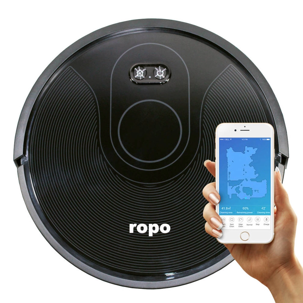Robô Aspirador Glass 3 Preto Bivolt Esteriliza Varre Aspira Passa Pano Mapeamento Inteligente