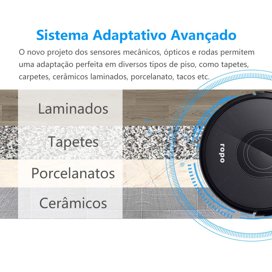 Robô Aspirador Glass 3 Preto Bivolt Esteriliza Varre Aspira Passa Pano Mapeamento Inteligente